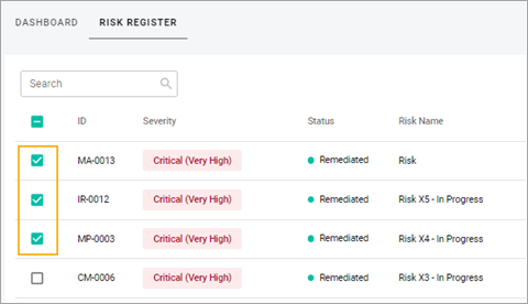Download selected risks